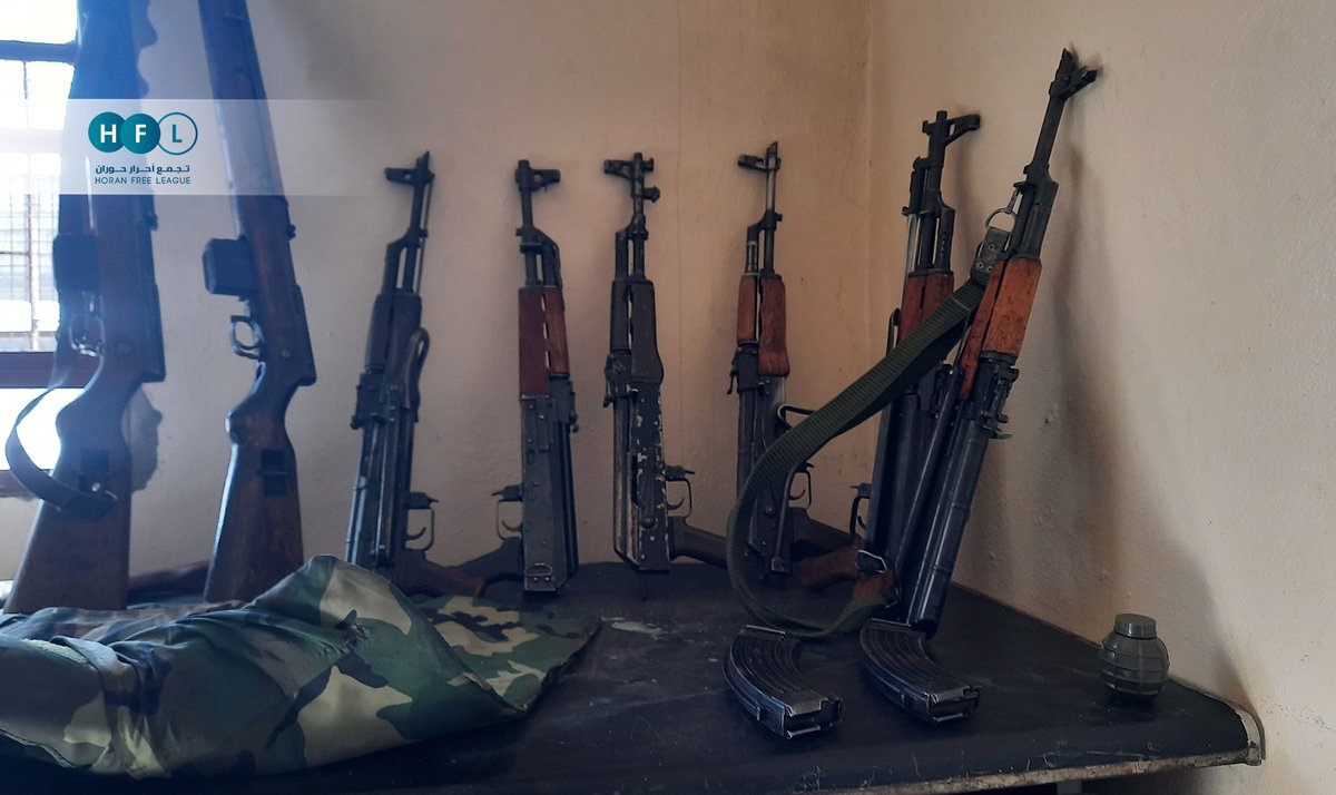 South Syria: today the Security Forces carried out an operation in Harra and Nimer (NW. Daraa), targeting former Regime elements, drug and arms traffickers. Weapons were seized and a number of people arrested, including 3 who opened fire